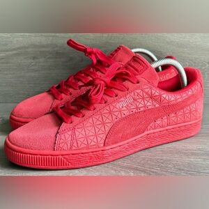 Puma Suede Reclaim Men Lace Up Red Sneakers Casual Shoes Red Bottoms Size 8 NEW